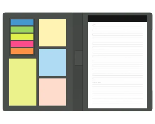 Блокнот А5 Tasmania,  в твердой обложке со стикерами в линейку, серый