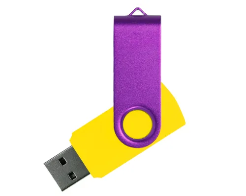 Флеш накопитель USB 2.0 Twister Сolor Mix 16GB, пластик Софт Тач/металл, желтый/фиолетовый