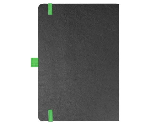 Блокнот Flexy Forest Urban Soft leather  А5, недатированный, с резинкой и петлей для ручки, в гибкой обложке, черно-зеленый