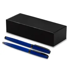 Набор ручек Ontario Solution, черный (ручка шариковая, роллер) в подарочной коробке Emotion, синий
