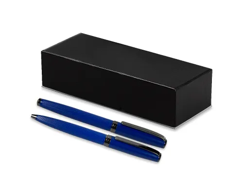 Набор ручек Ontario Solution, черный (ручка шариковая, роллер) в подарочной коробке Emotion, синий
