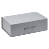 Подарочная коробка, размер 39*26,3*11 см, Solution Prestige Big Case Linen с магнитным клапаном и ручкой , серебристая