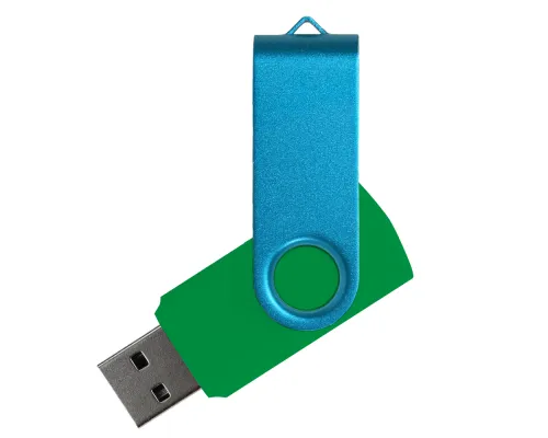 Флеш накопитель USB 2.0 Twister Сolor Mix 16GB, пластик Софт Тач/металл, зеленый/голубой