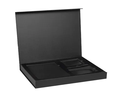 Набор подарочный Solution Prestige Quardo  (суперобложка из натуральной кожи, обложка для паспорта, ручка шариковая, кошелек с картхолдером), черный