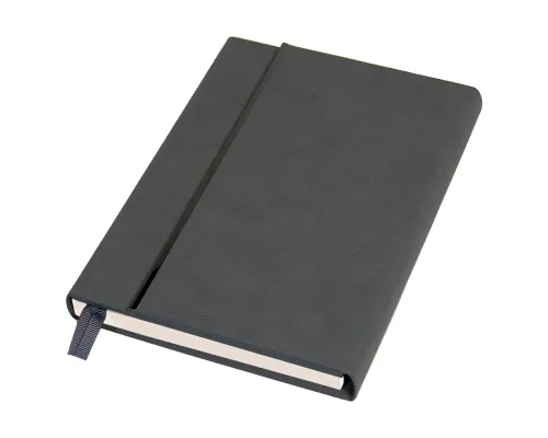 Ежедневник Alfa Bird line Nuba A5, темно-серый,  недатированный, в твердой обложке с магнитным клапаном и металлическим элементом, с тисненными линиями