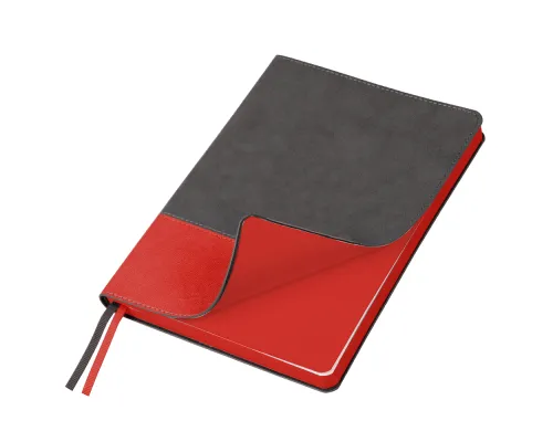 Ежедневник Flexy Treviso Nuba Sand Color А5, серый/красный, недатированный, в гибкой обложке