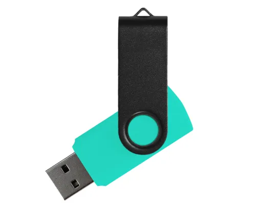 Флеш накопитель USB 2.0 Twister Сolor Mix 16GB, пластик Софт Тач/металл, бирюзовый/черный