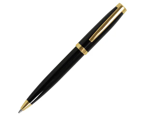 Ручка шариковая глянцевая Ambassadeur металлическая, черная с золотистыми элементами