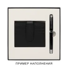 Коробка подарочная, размер 18*18*2 см, Solution Superior Linen, черная,  бежевый ложемент под ручку и прямоугольный предмет