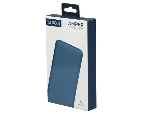 Внешний аккумулятор (powerbank) «Amper», 10 000 mAH, 5V 2.0 A, темно-синий