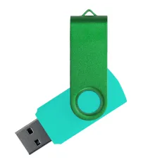 Флеш накопитель USB 2.0 Twister Сolor Mix 16GB, пластик Софт Тач/металл, бирюзовый/зеленый