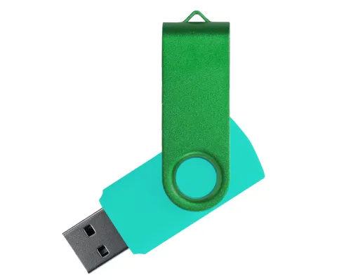 Флеш накопитель USB 2.0 Twister Сolor Mix 16GB, пластик Софт Тач/металл, бирюзовый/зеленый