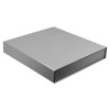 Подарочная коробка, размер 29,7*28,0*4,5 см, Solution Prestige Magnum Linen с магнитным клапаном под индивидуальную вырубку, серебристая, с черным ложементом