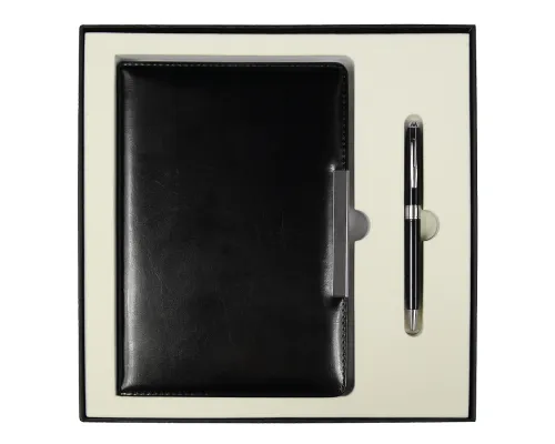 Набор подарочный Solution Duo (ежедневник City Moderna Pristine, ручка Gamma) черный с  серебром