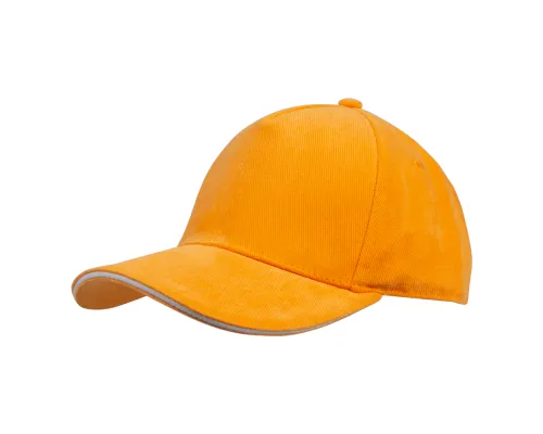 Кепка 5- панельная Salerno Heavy 350,  c белым сендвичем, оранжевая