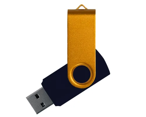 Флеш накопитель USB 2.0 Twister Сolor Mix 16GB, пластик Софт Тач/металл, черный/золотистый