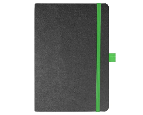 Блокнот Flexy Forest Urban Soft leather  А5, недатированный, с резинкой и петлей для ручки, в гибкой обложке, черно-зеленый