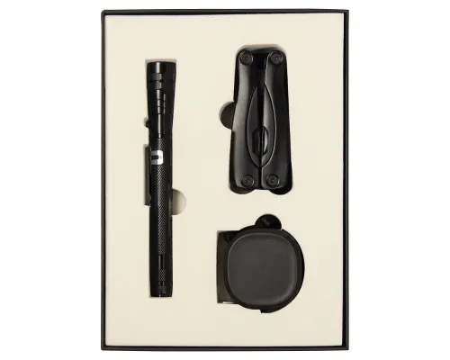 Набор подарочный Solution Superior Trio (Фонарь телескопический Tools Flashlight, рулетка Tools Trecker 3 метра, мультитул Tools Birmingham), черный