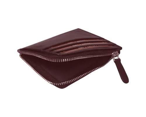 Универсальный футляр для кредитных карт и монет (картхолдер) leather Hill на молнии горизонтальный из натуральной кожи, коричневый