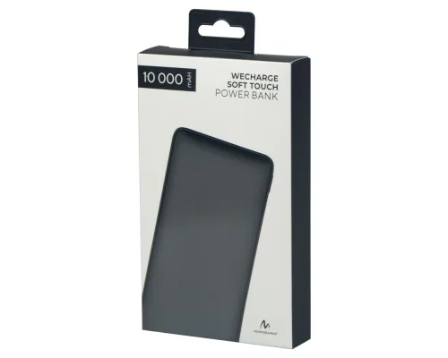 Внешний аккумулятор (powerbank)  «WeCharge Soft Touch»,  10 000 mAH, Power Delivery (PD) 25.5W, со светящимся логотипом после гравировки, c цифровым дисплеем для контроля заряда, черный
