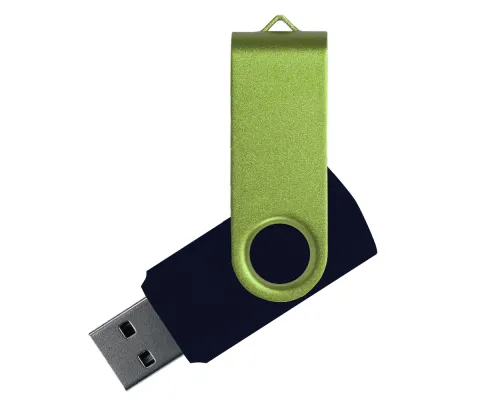 Флеш накопитель USB 2.0 Twister Сolor Mix 16GB, пластик Софт Тач/металл, черный/светло-зеленый