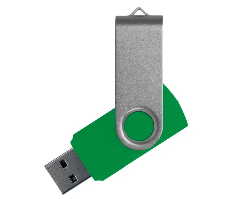 Флеш накопитель USB 2.0 Twister Сolor Mix 16GB, пластик Софт Тач/металл, зеленый/серебристый