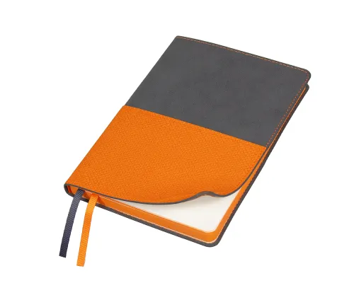 Ежедневник Flexy Smart Harbor Nuba Gemini А5, серый/оранжевый, недатированный, в гибкой обложке