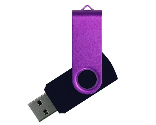 Флеш накопитель USB 2.0 Twister Сolor Mix 16GB, пластик Софт Тач/металл, черный/фиолетовый