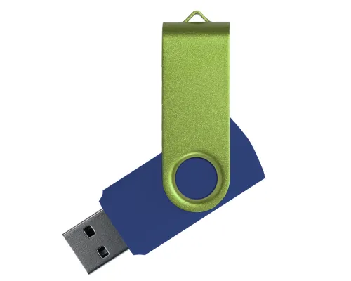 Флеш накопитель USB 2.0 Twister Сolor Mix 16GB, пластик Софт Тач/металл, темно-синий/светло-зеленый