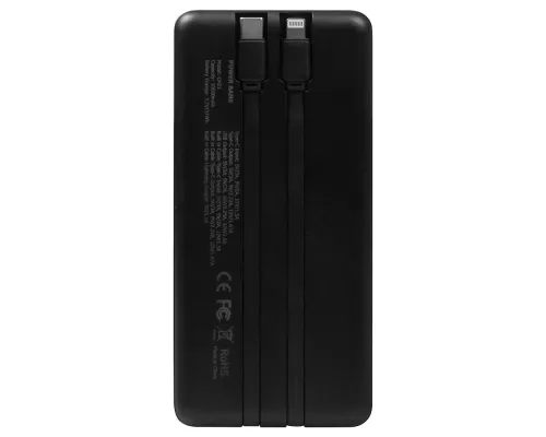 Внешний аккумулятор (powerbank)  «Stream 10»,  10 000 mAH, с двумя зарядными шнурами,  22,5W (Ватт)  super fast charge, Power Delivery (PD) 25.5W (dfnn),  c цифровым дисплеем для контроля заряда, черный