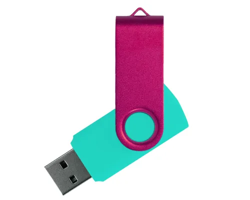 Флеш накопитель USB 2.0 Twister Сolor Mix 16GB, пластик Софт Тач/металл, бирюзовый/розовый