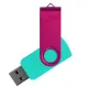 Флеш накопитель USB 2.0 Twister Сolor Mix 16GB, пластик Софт Тач/металл, бирюзовый/розовый