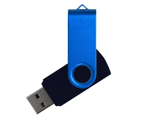 Флеш накопитель USB 2.0 Twister Сolor Mix 16GB, пластик Софт Тач/металл, черный/синий