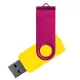 Флеш накопитель USB 2.0 Twister Сolor Mix 16GB, пластик Софт Тач/металл, желтый/розовый