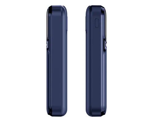 Внешний аккумулятор (powerbank) «Lumen», софт тач, 10 000 mAH, с тремя зарядными шнурами, 22,5W super fast charge, Power Delivery (PD) 20W (dfnn), QC3.0, темно-синий