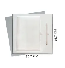 Коробка подарочная Solution Superior Linen под ежедневник, ручку Zorro серебро, 25,7x25,7 см, бежевый ложемент (индивидуальная вырубка)