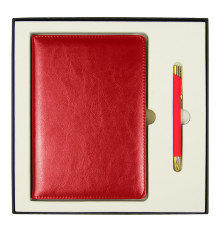 Набор подарочный Solution Duo (ежедневник City Nebraska, ручка Legend Soft Touch Mirror Gold), красный