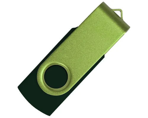 Флеш накопитель USB 2.0 Twister Сolor Mix 16GB, пластик Софт Тач/металл, черный/светло-зеленый