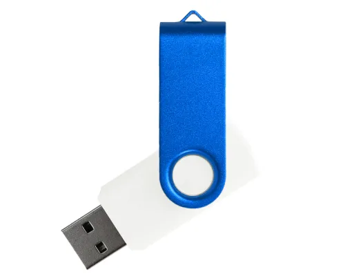 Флеш накопитель Twister Сolor Mix 64GB, пластик Софт Тач/металл, белый/синий