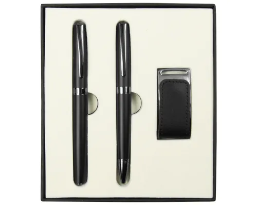 Набор подарочный Solution Prestige Trio (шариковая ручка, ручка роллер, флешка), черный