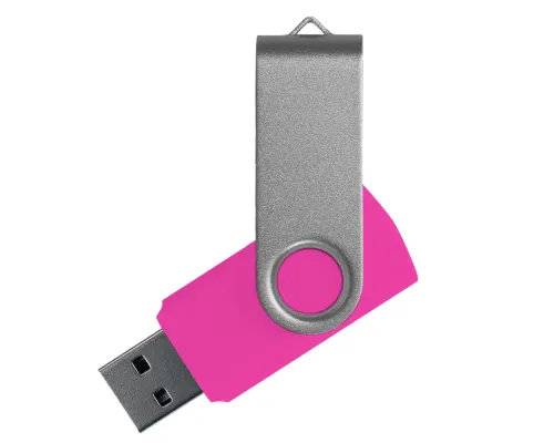 Флеш накопитель USB 2.0 Twister Сolor Mix 16GB, пластик Софт Тач/металл, розовый/серебристый