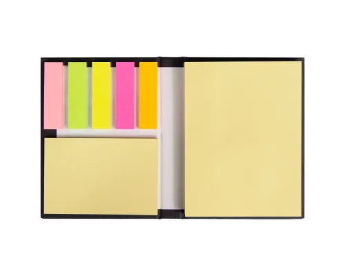 Набор цветных бумажных стикеров Stick and Smile  в твердом переплете, 100 листов в блоке,  размер 8*10,5*1,5 см, черный