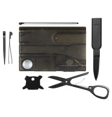 Карточка Tools Nailcare 10 функций, инструменты из нержавеющей стали, корпус из полупрозрачного черного  пластика