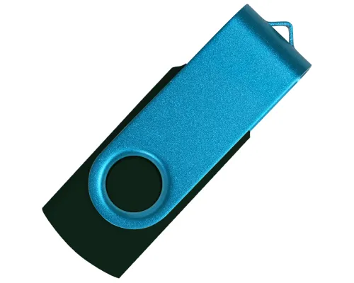 Флеш накопитель USB 2.0 Twister Сolor Mix 16GB, пластик Софт Тач/металл, черный/голубой