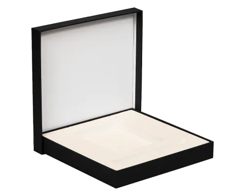 Коробка подарочная, размер 18*18*2 см, Solution Superior Linen, черная,  бежевый ложемент под ручку и прямоугольный предмет