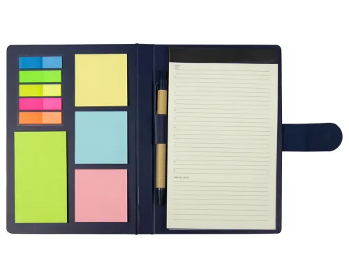 Блокнот А5 Tasmania, в твердой обложке с шариковой ручкой и стикерами, блок в линейку, синий