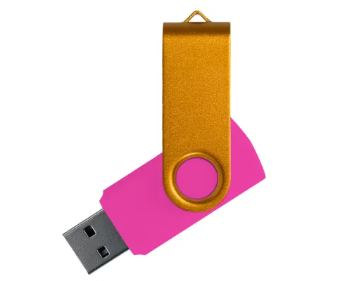 Флеш накопитель USB 2.0 Twister Сolor Mix 16GB, пластик Софт Тач/металл, розовый/золотистый