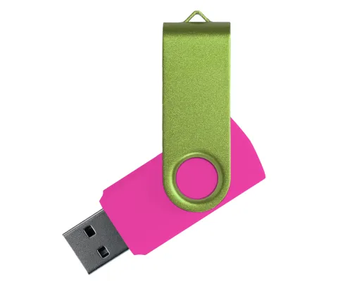 Флеш накопитель USB 2.0 Twister Сolor Mix 16GB, пластик Софт Тач/металл, розовый/светло-зеленый