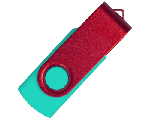 Флеш накопитель USB 2.0 Twister Сolor Mix 16GB, пластик Софт Тач/металл, бирюзовый/красный