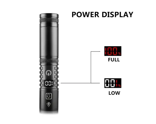 Фонарь Tools Mechelen, алюминиевый, аккумуляторный, с электронным дисплеем, с зарядкой type-c, черный